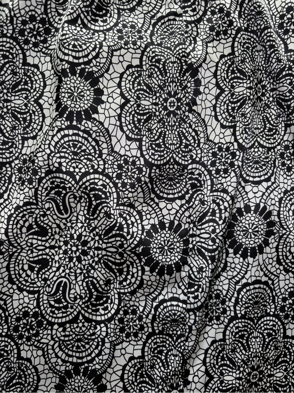 Maggy London One-Shoulder Black & Gray Lace-Print Sheath Dress Size 12 - Picture 10 of 10
